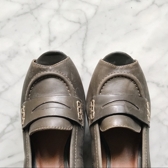 Lucky Brand Gray Brown Laila Leather Wedge Heels - Picture 3 of 8